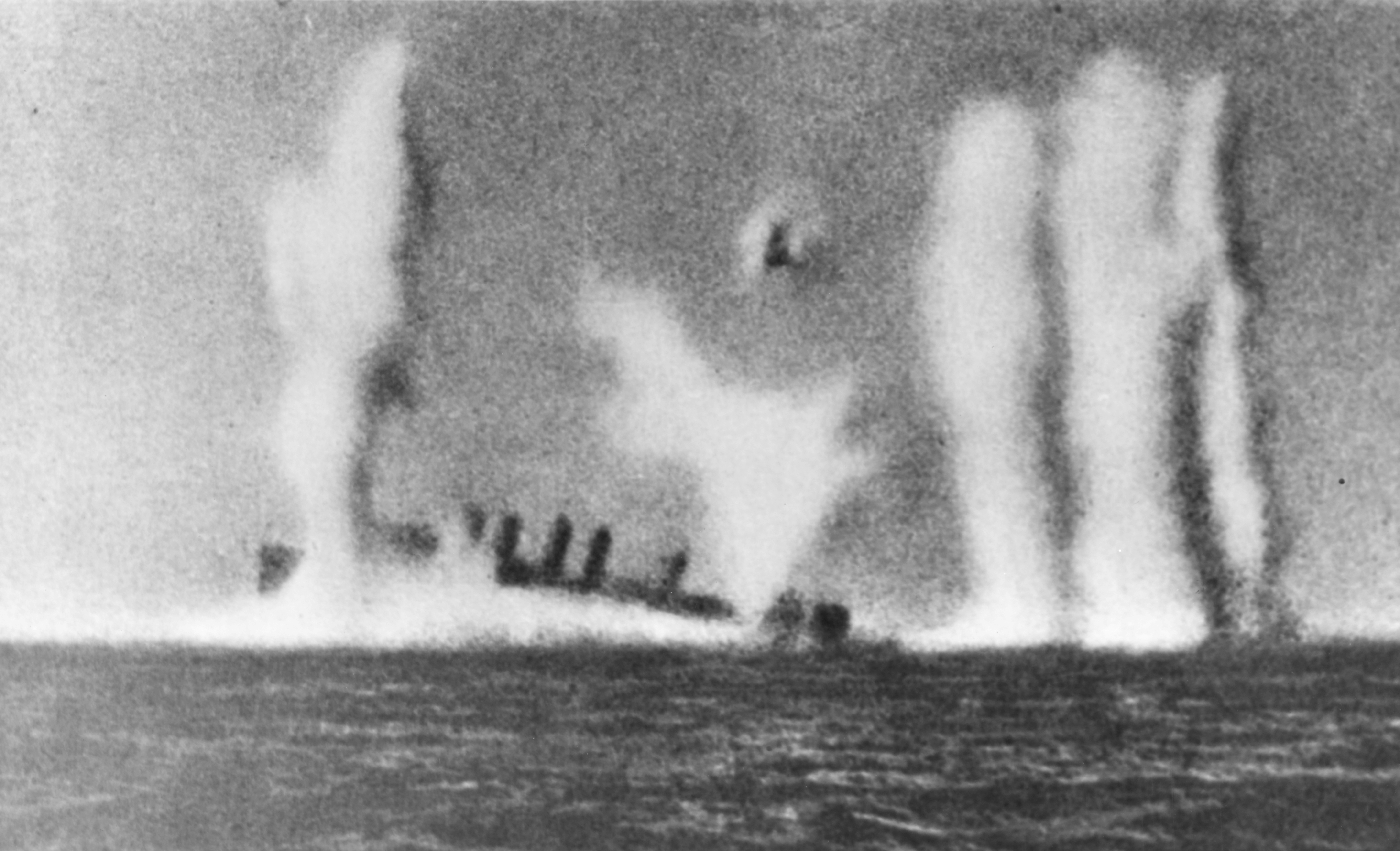 “HMS POPE” actually the USS Edsall being sunk by gunfire