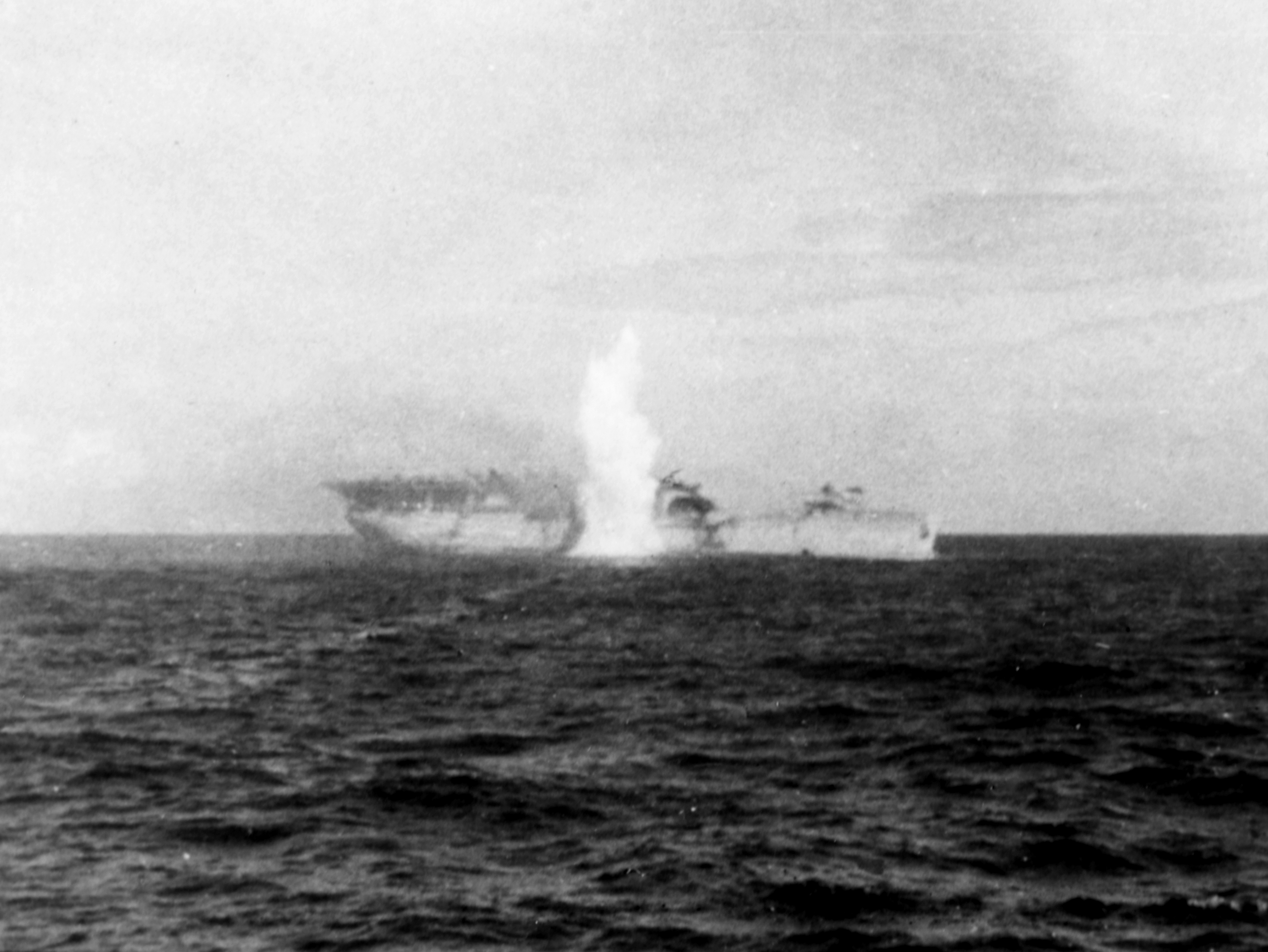 USS Langley is hit by torpedo, 27th February 1942