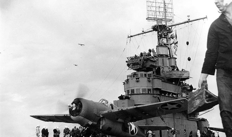 Ranger, with her CXAM set atop her mainmast
